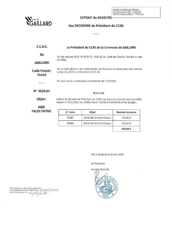 Image du document Décision n° 2026-03-SECOURS D&rsquo;URGENCE du 110526-Mise en ligne le 01-06-2026